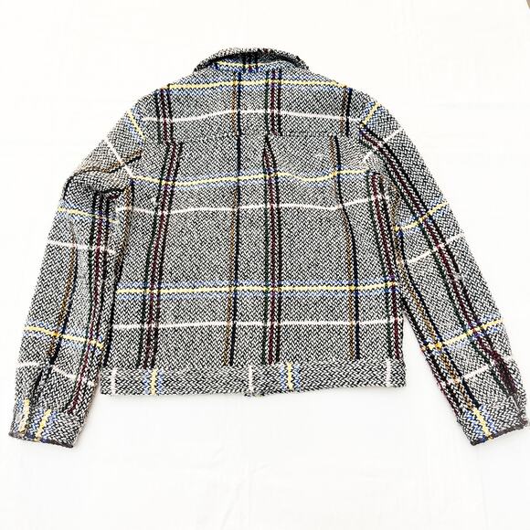 Scotch & Soda Souvenir des Alpes Tweed Plaid Woven Button Jacket Size Small - Picture 2 of 6